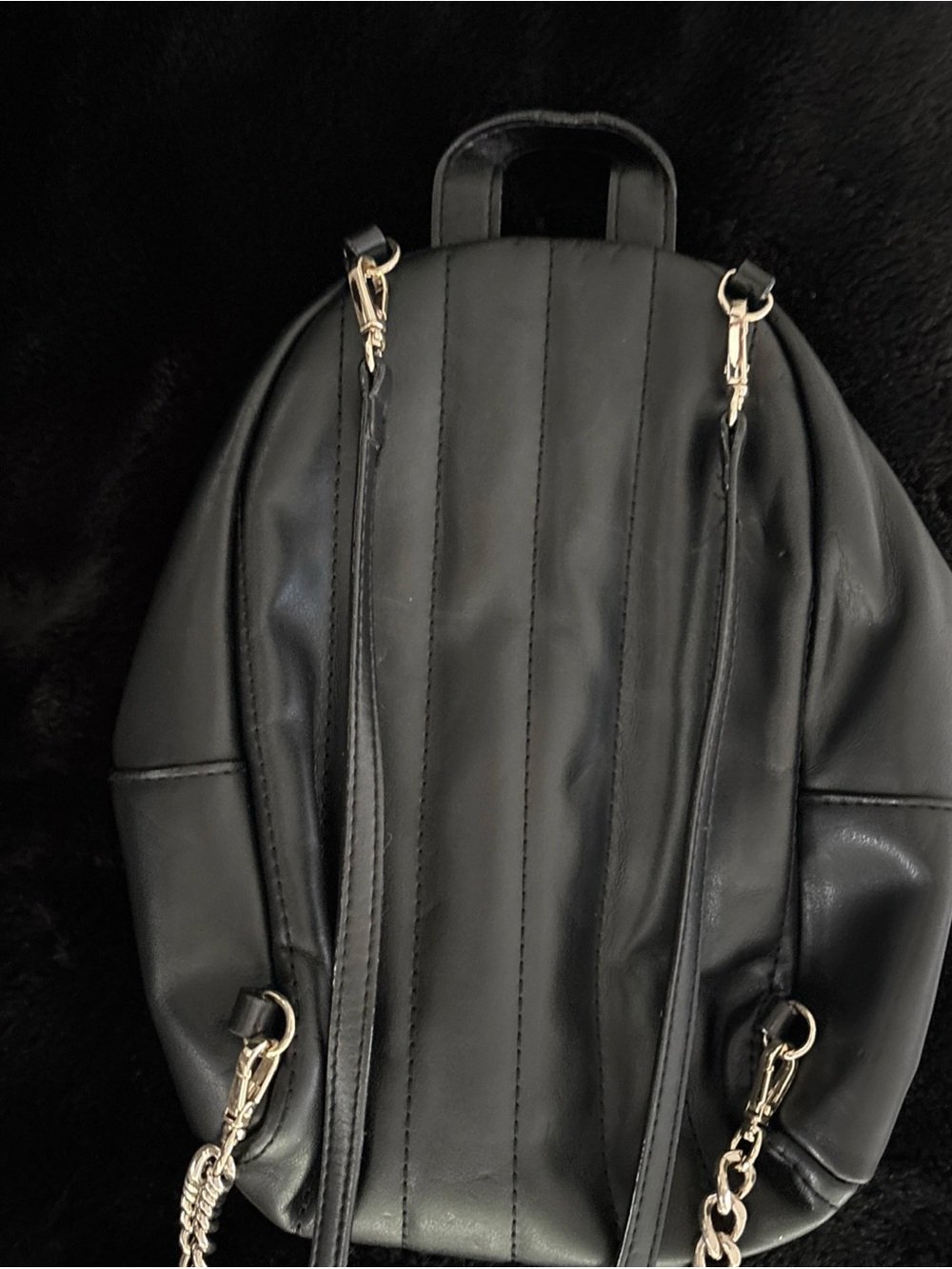 Victoria's Secret Black Mini Backpack with Multicolor Chevron Panels - Picture 2 of 5